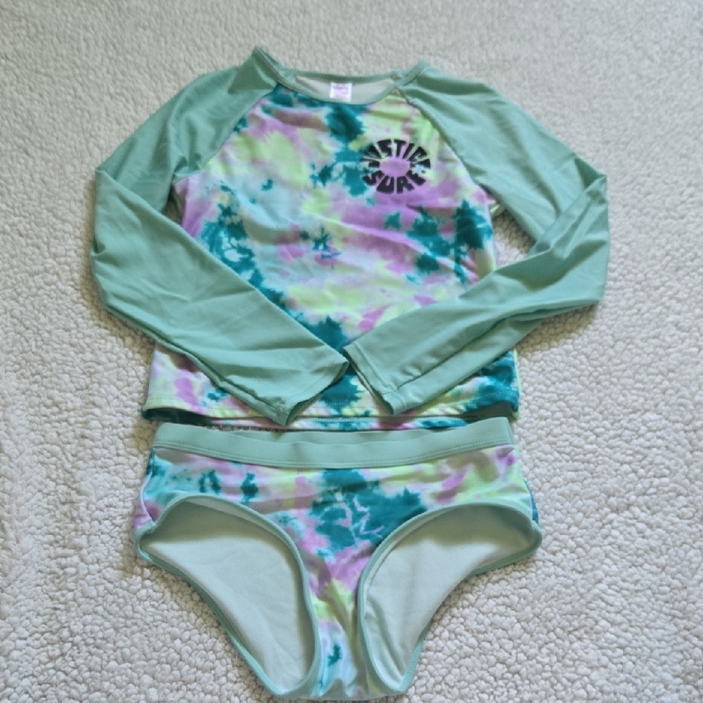 Justice Green and Purple Artistic Bikini Set